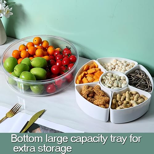 Miniatura 3 de Bandeja de servir dividida en la tapa con 6 compartimentos, contenedores reutilizables de almacenamiento de alimentos para servir fiestas,