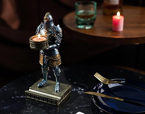 Miniatura 5 de King's Guard Standup Knight - Portavelas de resina para té, soporte para teléfono móvil Warrior, soporte para bolígrafo, portavelas para