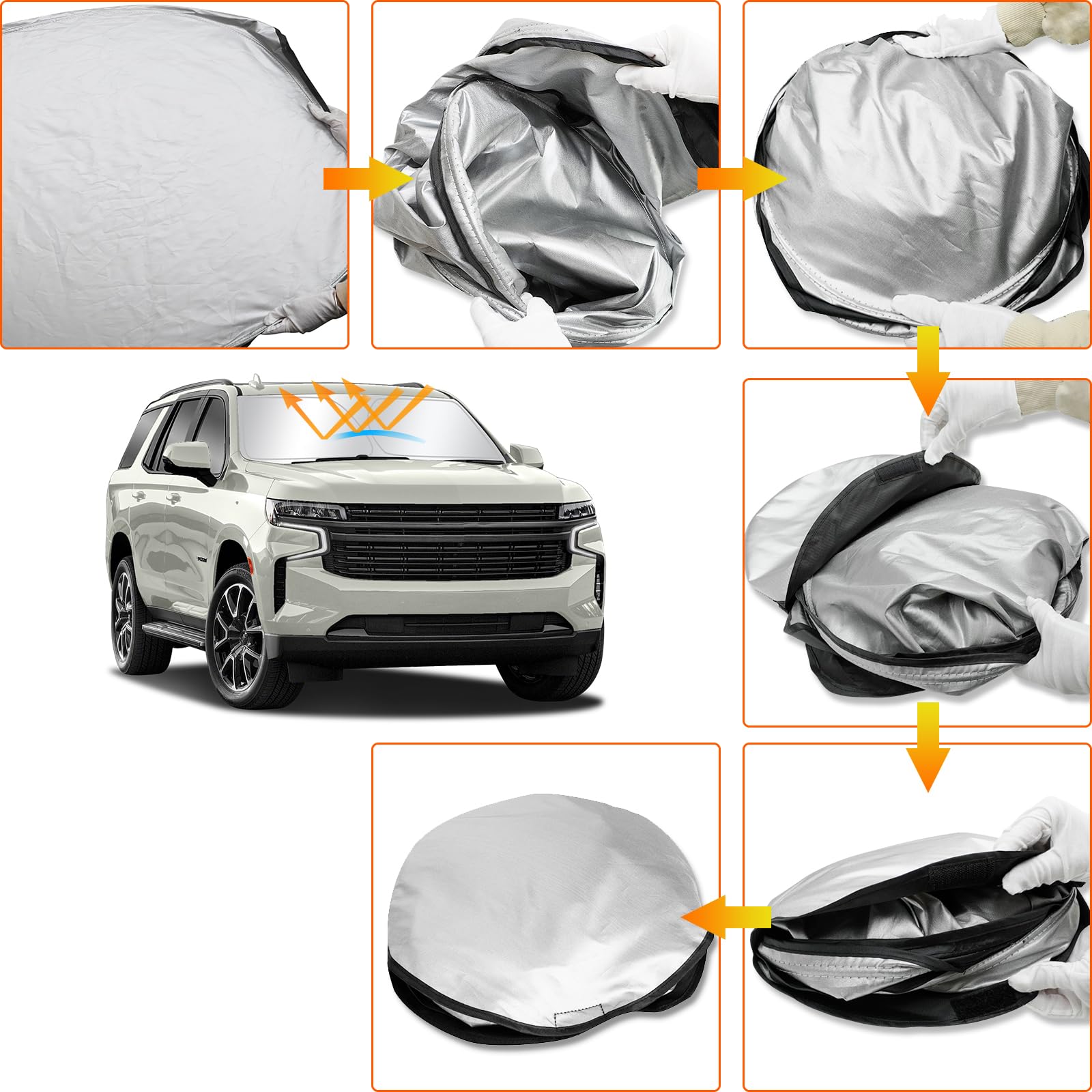 D-Lumina Parasole per parabrezza anteriore per 2021 2022 2023 Chevy Tahoe, parasole per finestra anteriore pieghevole per raggi UV e protezione solare Accessori interni
