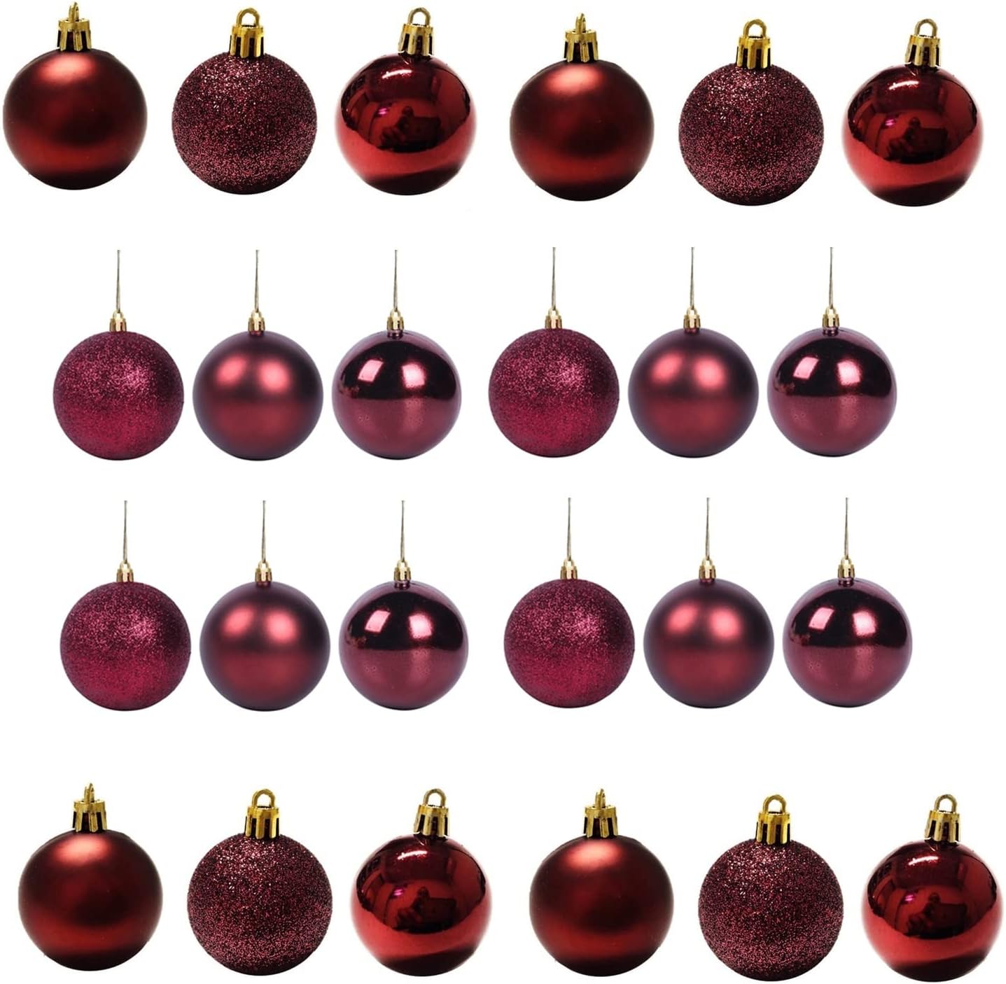 60mm/18Pcs Christmas Baubles Shatterproof Burgundy, Christmas Tree Decorations Ball Ornaments Balls Xmas Hanging Decorations Holiday Decor - Shiny,Matte,Glitter