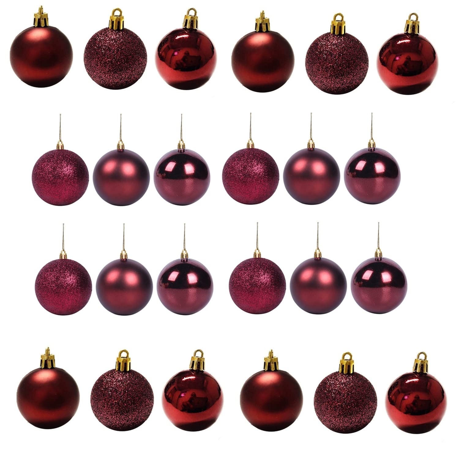Boules De Noël En Velours Floqué - Lot De 12, 6 Cm, Violet, Incassables | Pour Sapin, Couronne, Décoration Festive