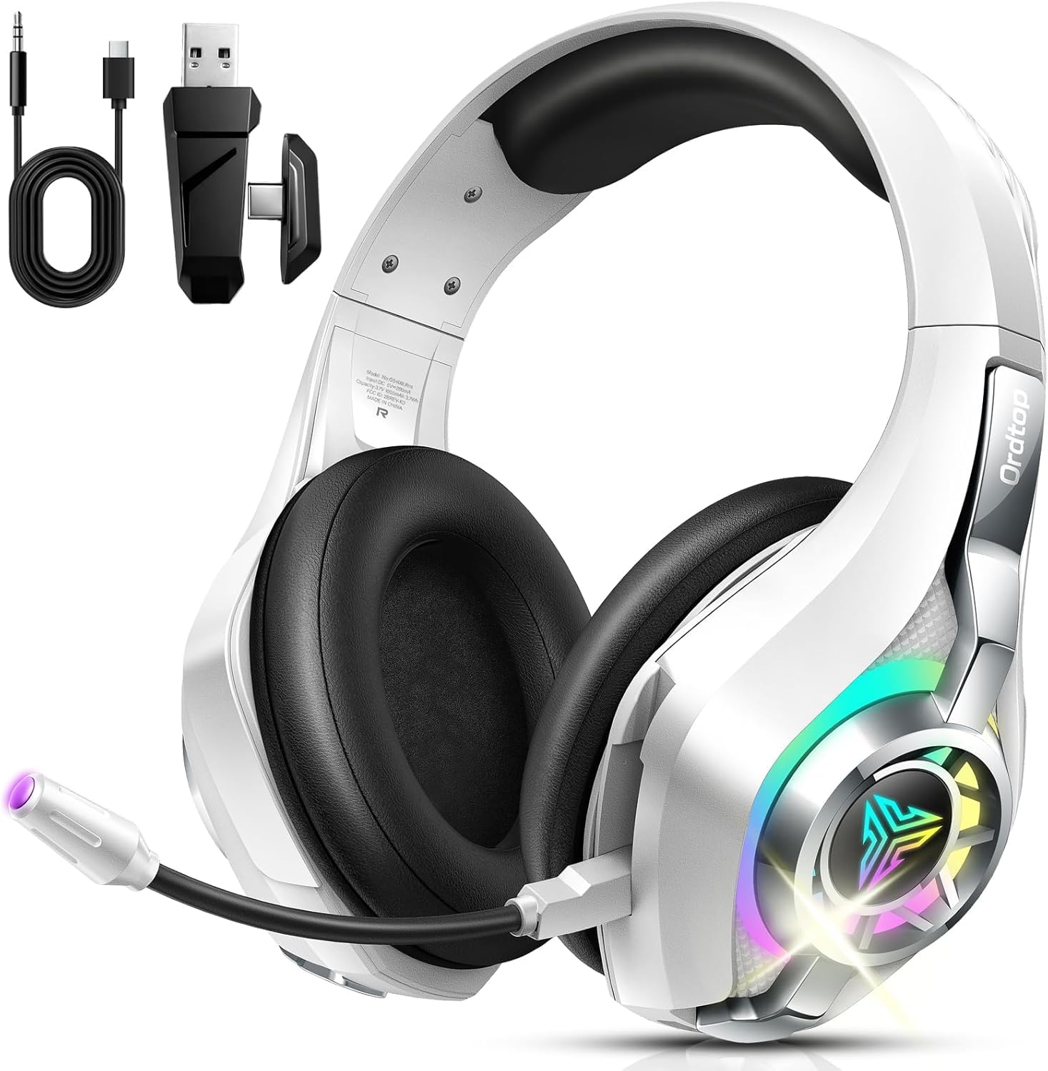 2.4GHz Wireless Gaming Headsets for PS5/PS4/Switch, New RGB Bluetooth 5.4 Noise Cancelling Gaming Headphones with 7.1 Surround Sound, 40mm Drivers, 276g Ultraligero, Memory Foam, 40Hrs Audífonos Gamer