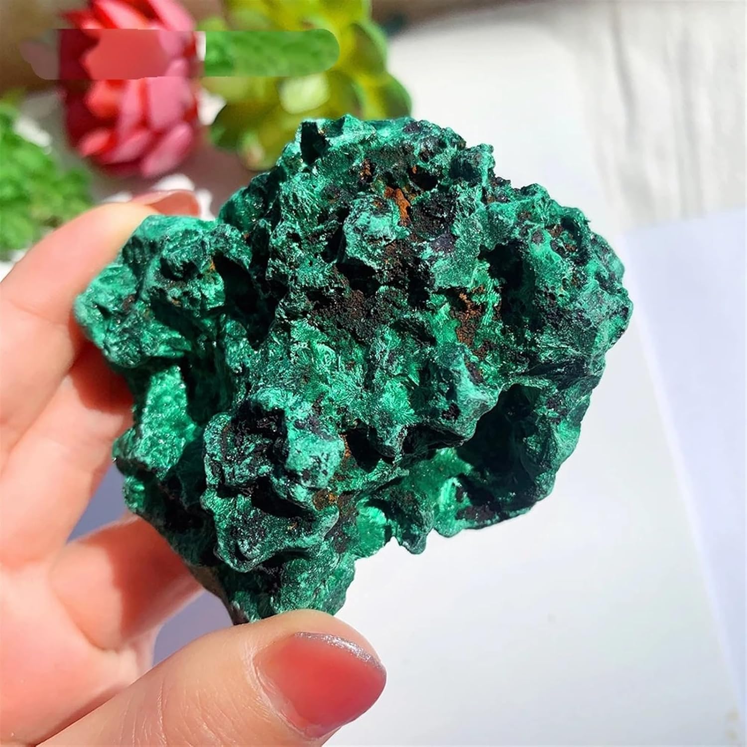 AtkitS 1pc Big Malachite Raw Stone Sculpture Irregular Shape Ornament Fish Tank Decoration Healthy Quartz Rock Collection (Size : 150-200g)