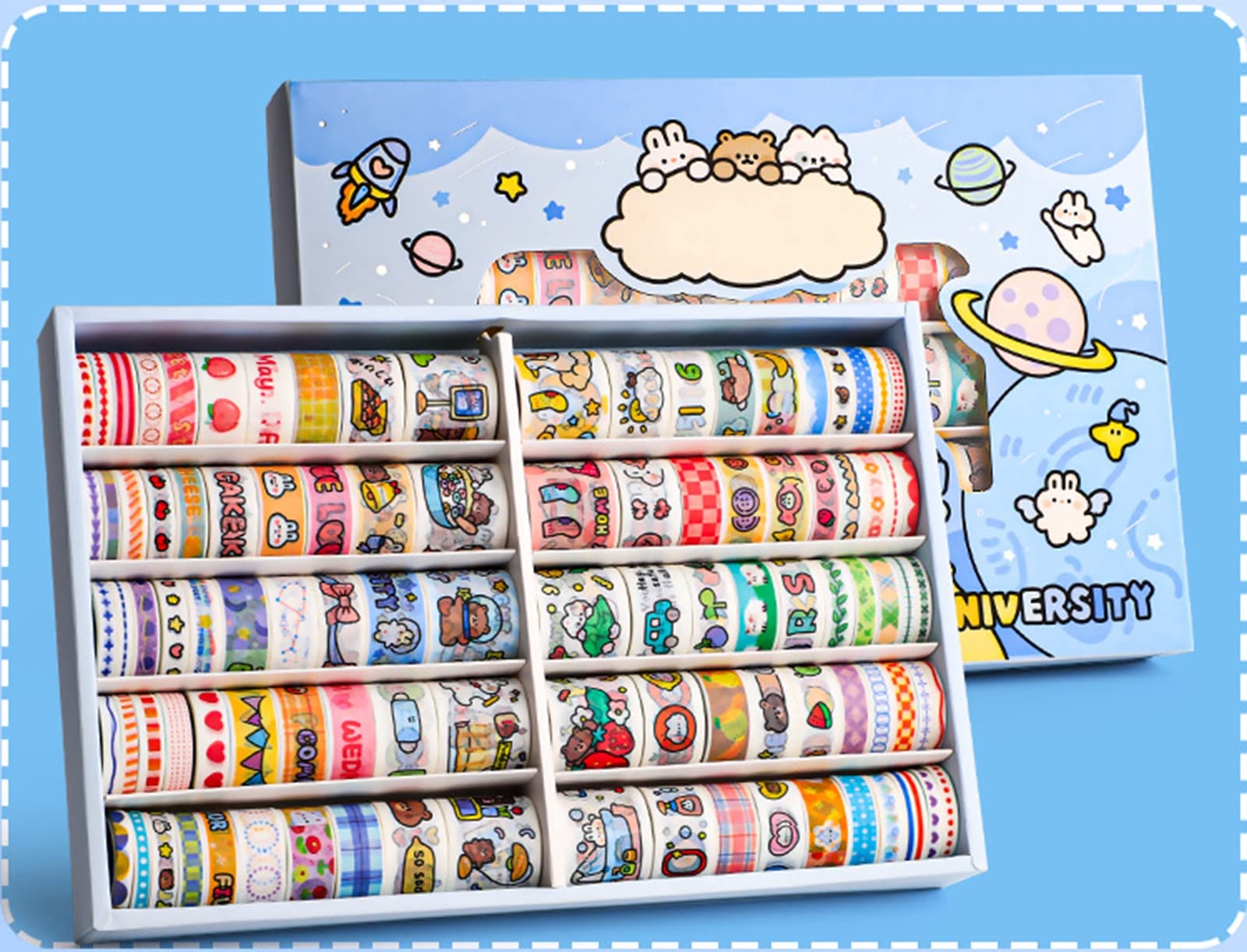 Washi Tapes Set,100 Rollos De Cinta Washi Cinta Adhesiva Decorativa para DIY Manualidades, Revistas, Planificadores, Tarjetas, Scrapbook,Calendario,D