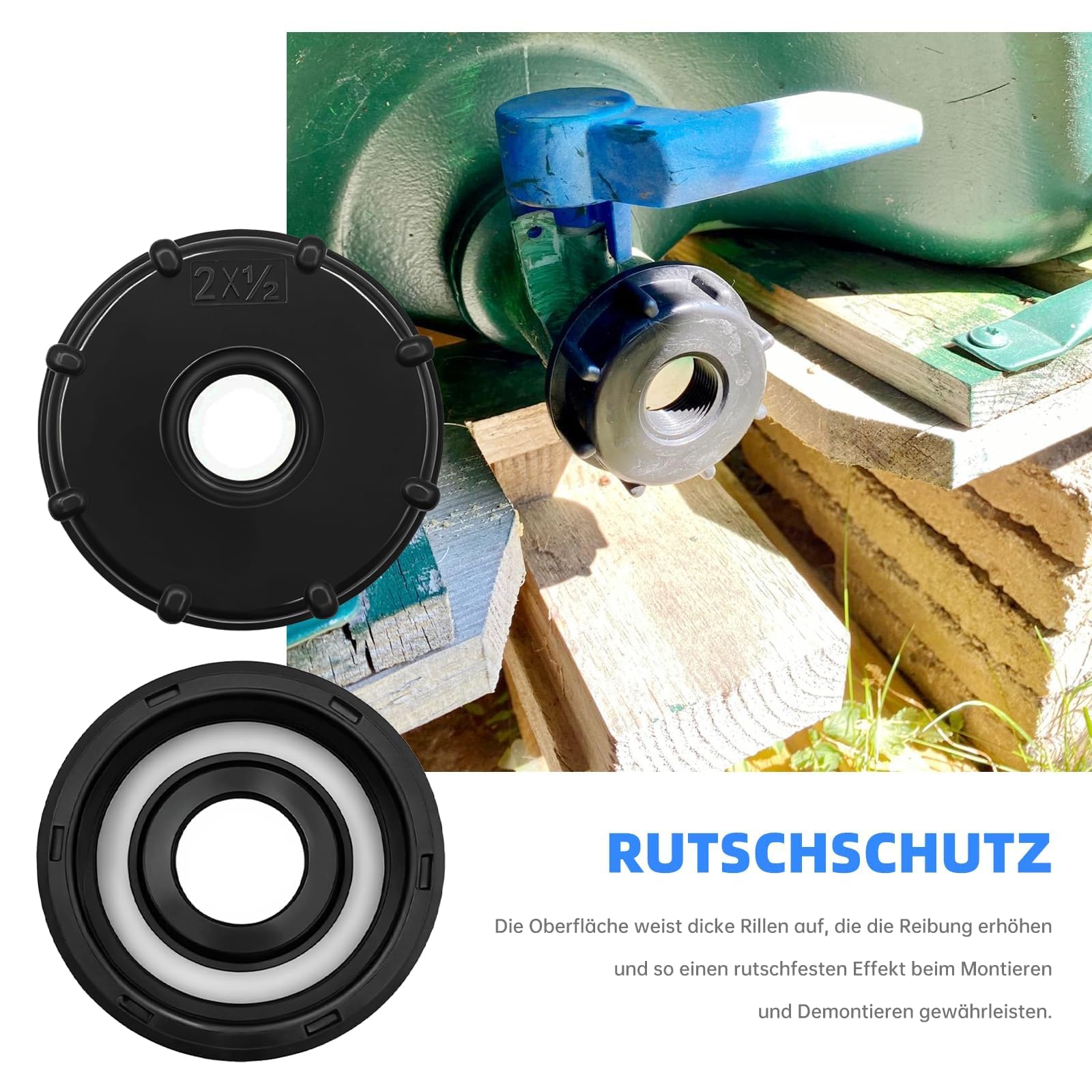 Kit De 3 Adaptateurs Pour Cuve IBC 1000L - Filetages Intérieurs 1/2", 3/4", 1" - Compatible Raccord S60x6 - Pour Robinet, Irrigation, Jardin