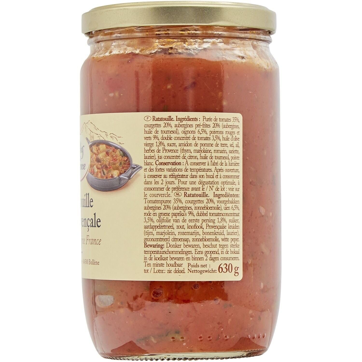 REFLETS DE FRANCE Ratatouille à la provençale 630g, légumes origine France, bocal en verre - Lot de 3
