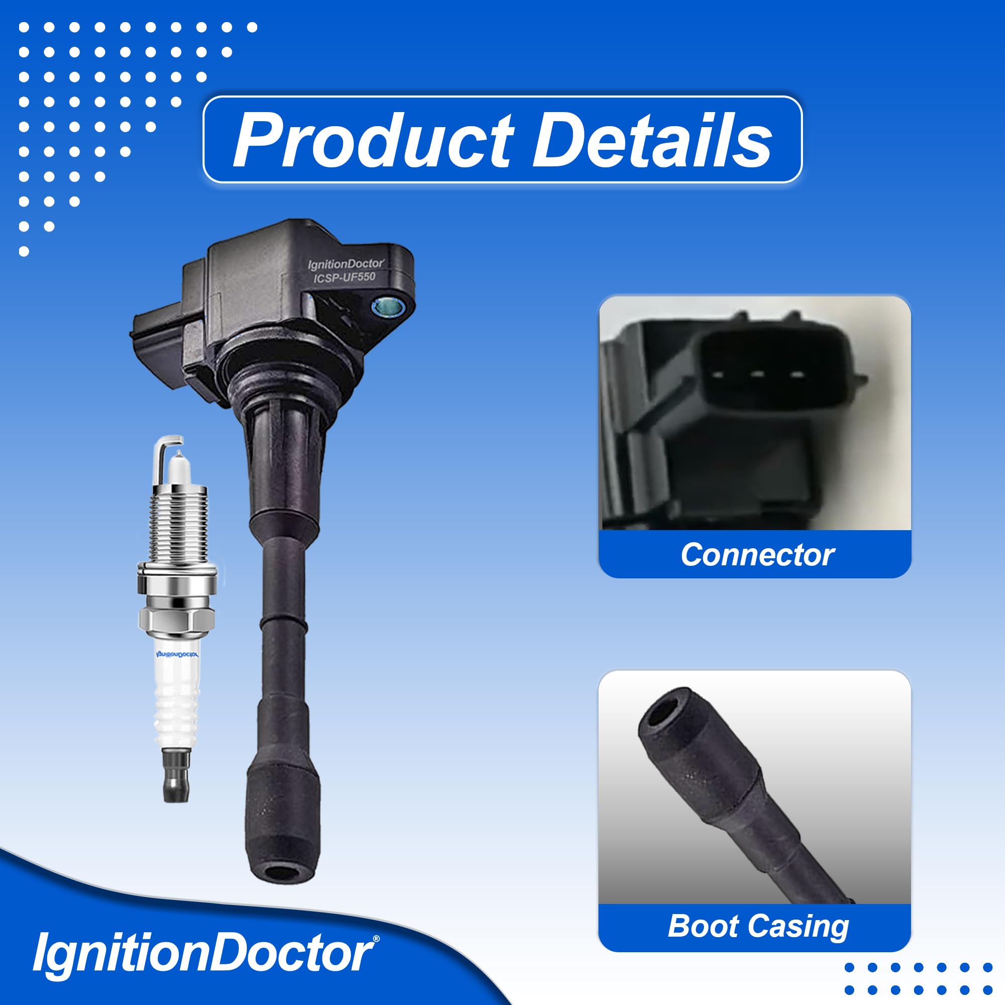 Zestaw 6 świec zapłonowych i cewek. Kompatybilne z modelami 2007-2017, UF550, Nissan Altima, Infiniti, Maxima, Murano, Pathfinder, Quest, Q50, QX60, FX35, 3,5 l, V6 - cewka zapłonowa o dużej mocy i