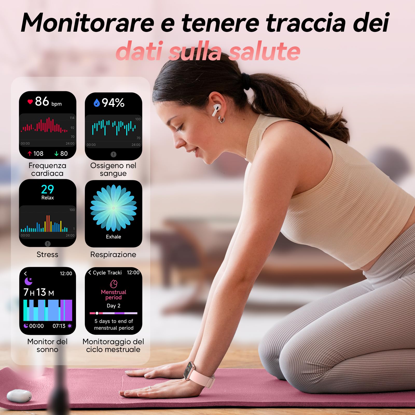 Fitpolo ID208P Smartwatch Uomo Donna, 1.8" Orologio Fitness IP68 Effettua/Risposta Chiamate 100+ Sportive, Contapassi/Sonno/Cardiofrequenzimetro/SpO2, Compatibile con Samsung/Xiaomi/Huawei/Oppo/iPhone