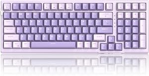 MageGee SKY98 Wireless Gasket Mechanical Gaming Keyboard, 96% Hot Swappable RGB Custom Creamy Keyboard with 5-Layer Sound Padding, BT/2.4G/USB-C, NKRO for Win/Mac (Lavender, Violet Switch)