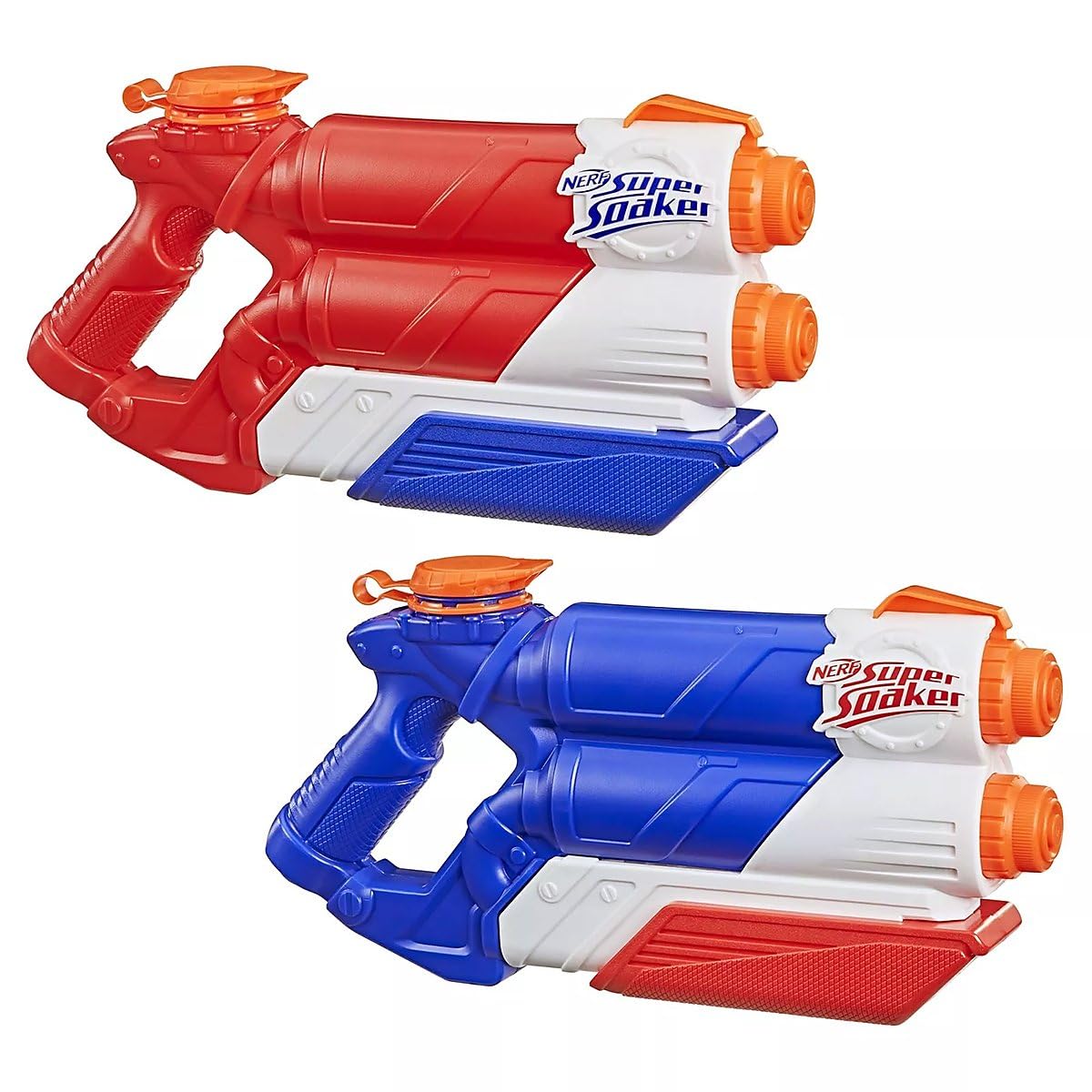 NERF Super Soaker Twin Tide Pack de deux - 2 pistolets à eau avec 2 canons chacun | Blasteur à eau à pompe 2 pièces - Réservoir de 975 ml - Jouet d’été pour enfants à partir de 6 ans