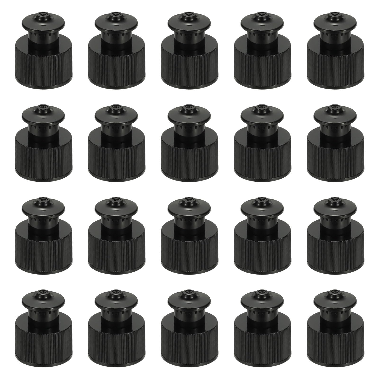 sourcing map 20 Pcs 24/410 Plastic Push Pull Caps, 24mm Water Bottle Caps Twisted Sport Bottle Lids Leak Proof Lid for Water Bottles Replacement Portable Bottles Lid, Black