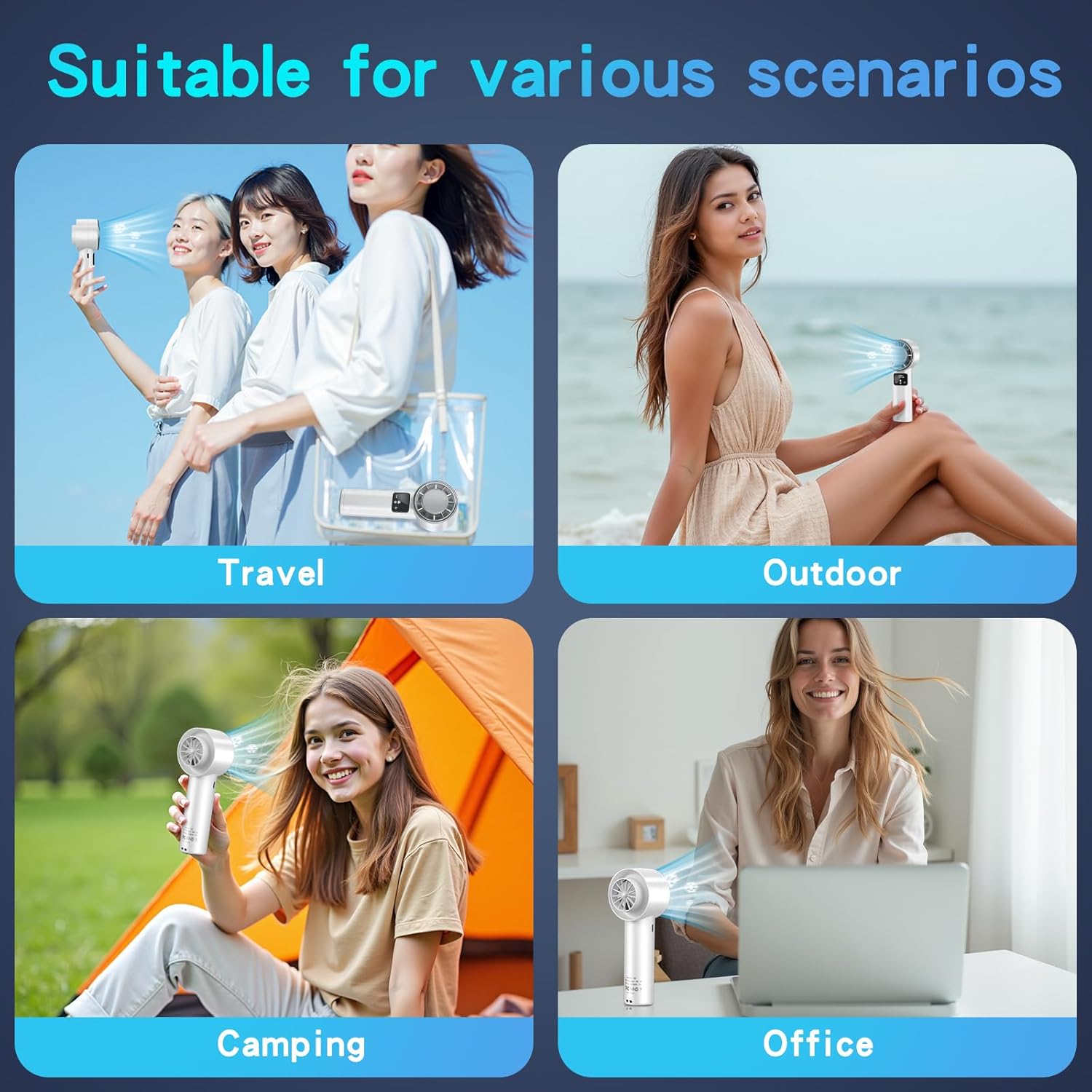Handheld Turbo Fan with Ice Cooler, Rechargeable Personal Fans, 1-199 Adjustable Speed, Powerful Cooling Personal Mini Fan, Portable Hand Fan for Travel, Outdoor, Office, Gifts for Women,Men - Image 6