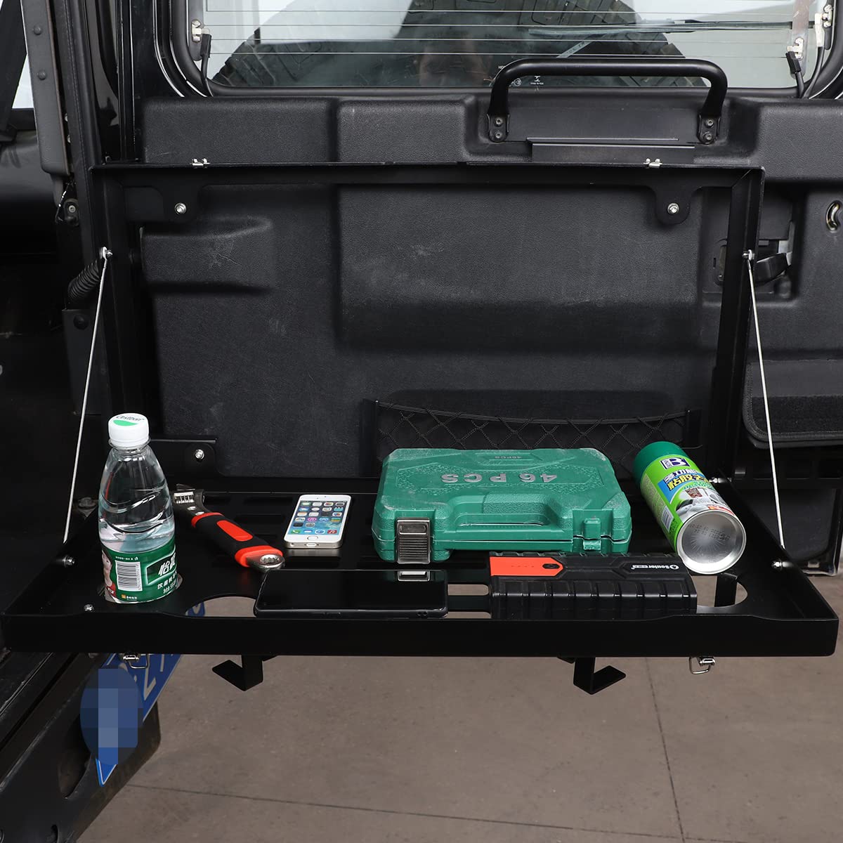 Table pliante en alliage d'aluminium pour porte arrière de voiture, étagère de chargement, table de rangement pour LR Defender 90 110 2004-2019, accessoires d'organisation de hayon arrière