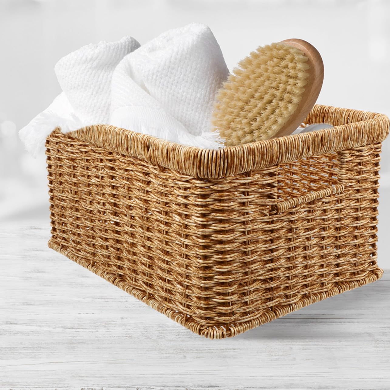Cabilock Cesta de Clasificación de Plástico Cesta de Recepción de Artículos Varios Gran Capacidad para Habitaciones Infantiles y Cocina de Estilo Natural