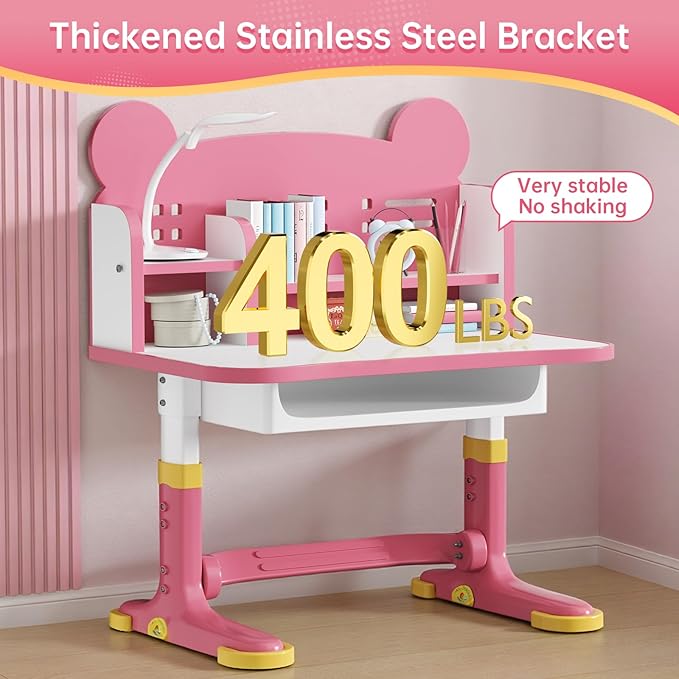 Silla de Oficina Infantil Ajustable en Altura Color Rosa miniatura 7