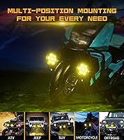 Vista 7 de Kewig - Faro antiniebla auxiliar LED de 11.4 cm para motocicleta, kit de luz de conducción de 90 W, ámbar/blanco, con soportes de montaje, arnés