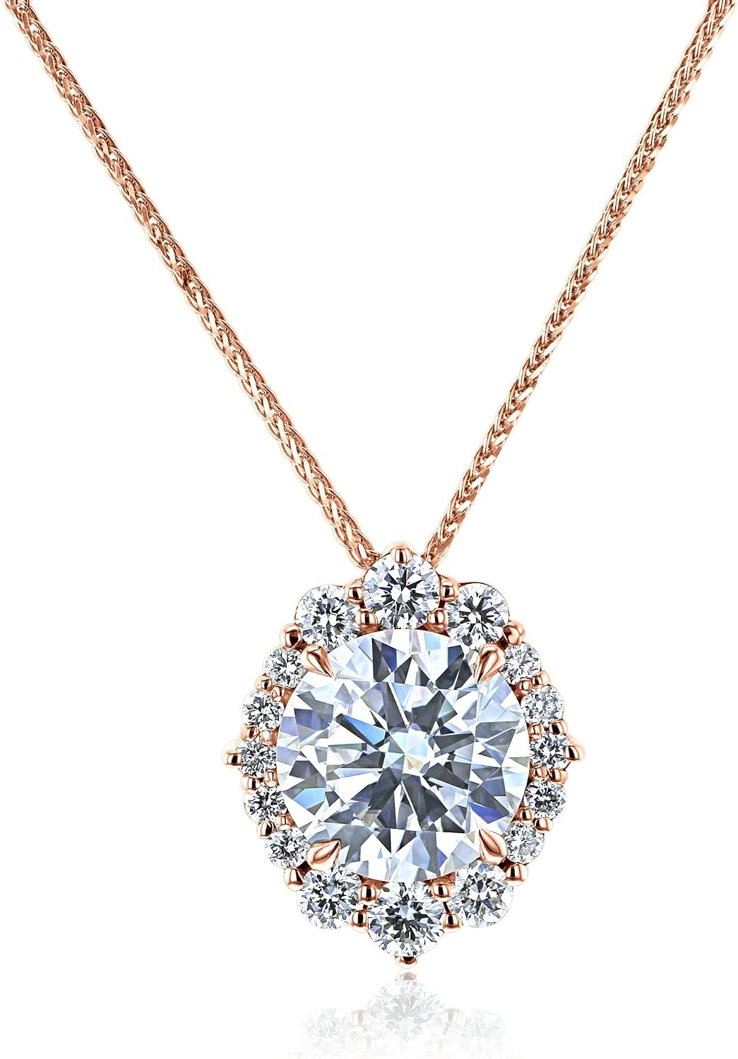 Kobelli Lab Grown Diamond Round Moissanite (DEF/VS) Pendant Necklace (22") 14K Gold Raphaela Necklace