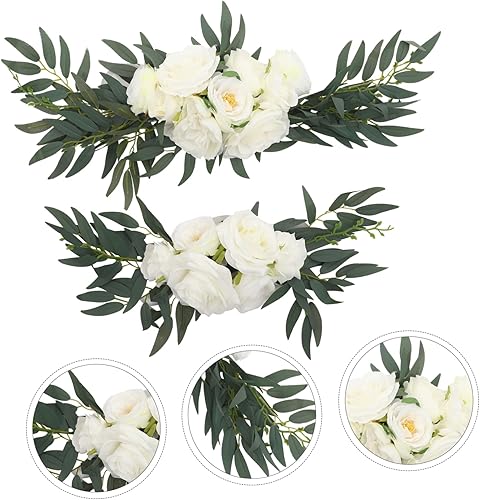 Miniatura 9 de IMIKEYA 2 letreros de esquina de flores de boda para ceremonia y recepción, decoración de flores, arco, arreglo floral, arco de boda, tela de seda,