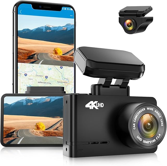 Dash Cam 4K Car Camera: WOLFBOX D07 Dashcam 4K Front(2160P) Rear(1080P) Built-in WiFi GPS Dual Video Recorder Night Vision HD Dashboard Recording 24H Parking Monitor