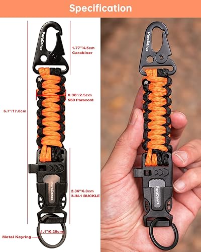 Miniatura 5 de Survival Keychain Fire Starter wFlint Striker Paracord Whistle Keyring for Hiking Camping Fishing Hunting