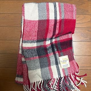 チェック柄マフラー 赤 グレー