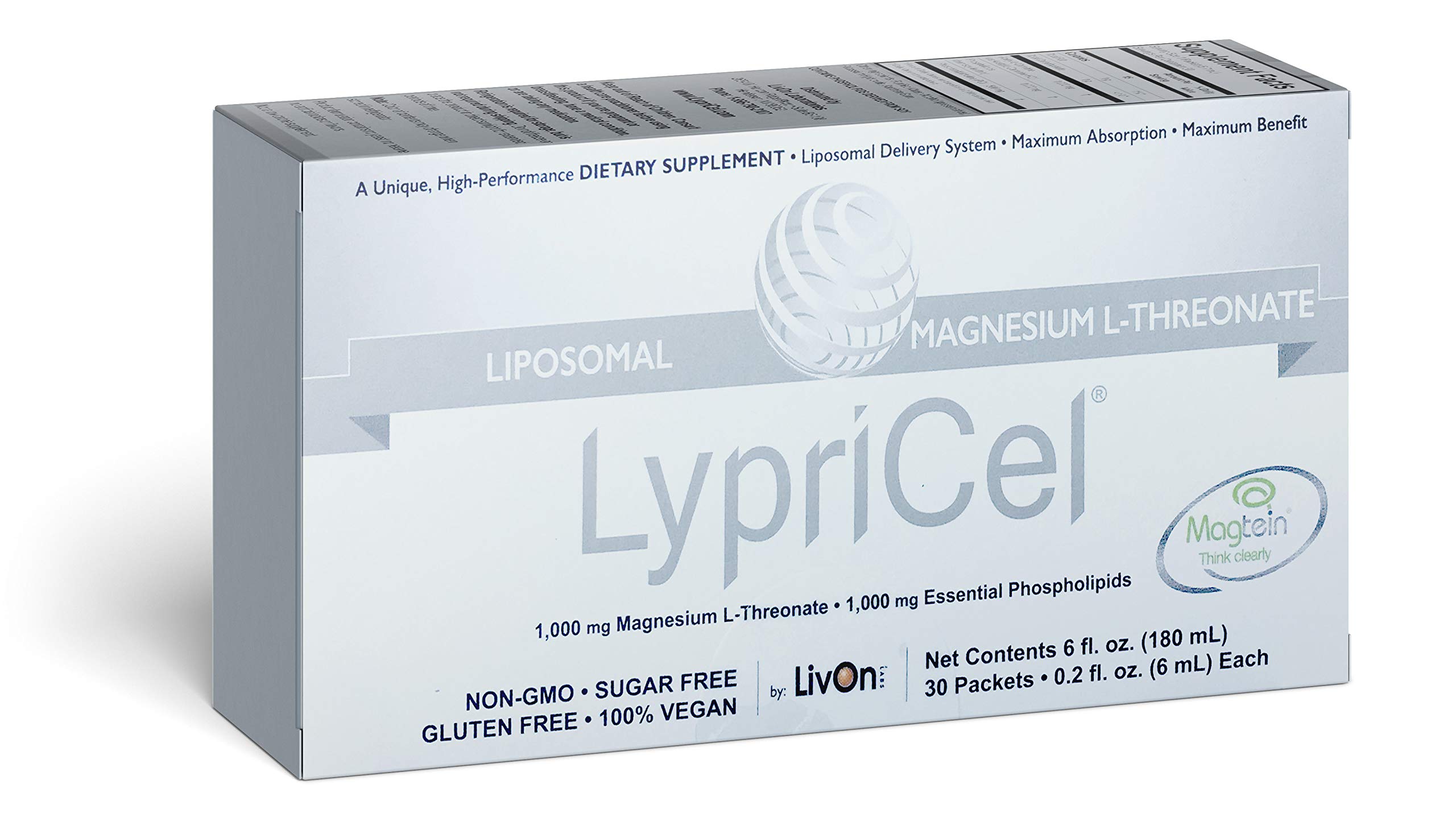 Buy LypriCel Liposomal Magnesium LThreonate 30 Packets 1,000 mg