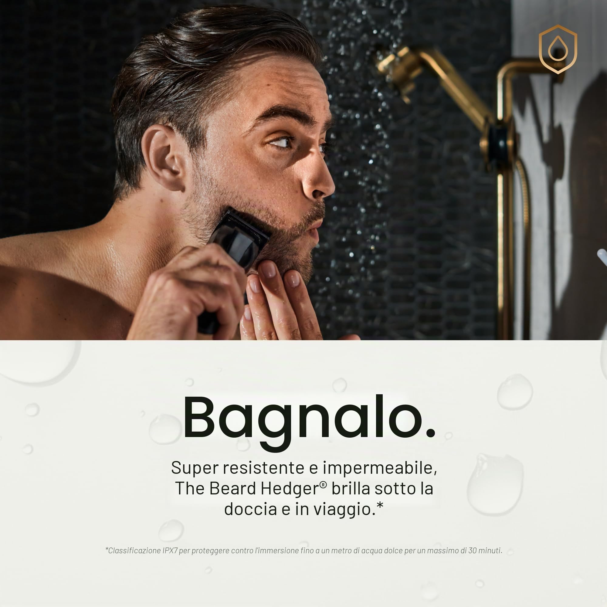 Tagliabarba di precisione MANSCAPED® The Beard Hedger®, rotella a 20 lame regolabili in lunghezza, lama in acciaio inossidabile per rifinire i peli del viso, tagliacapelli impermeabile senza fili