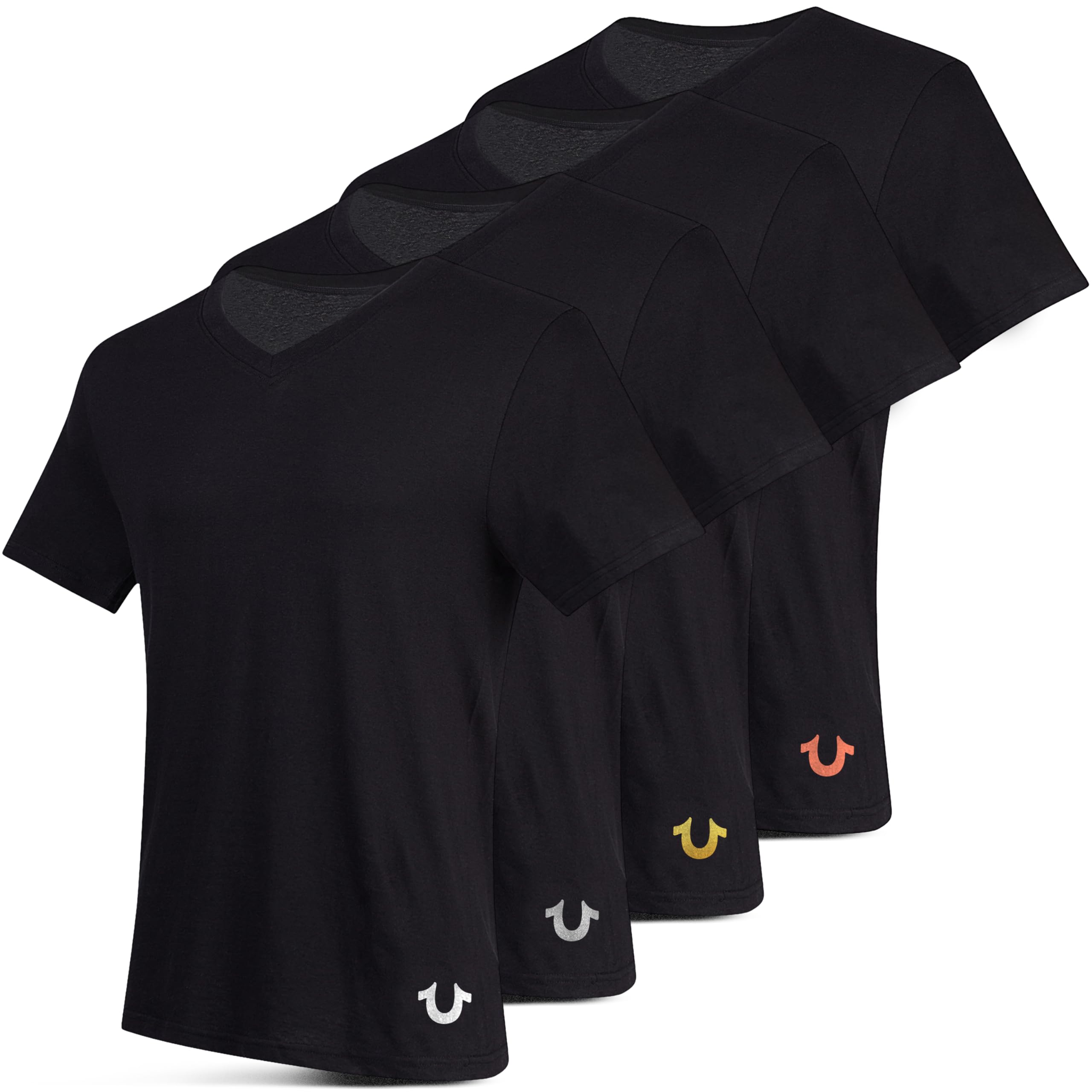 True Religion Mens Undershirts, 4 Pack Lightweight 100% Cotton Crewneck