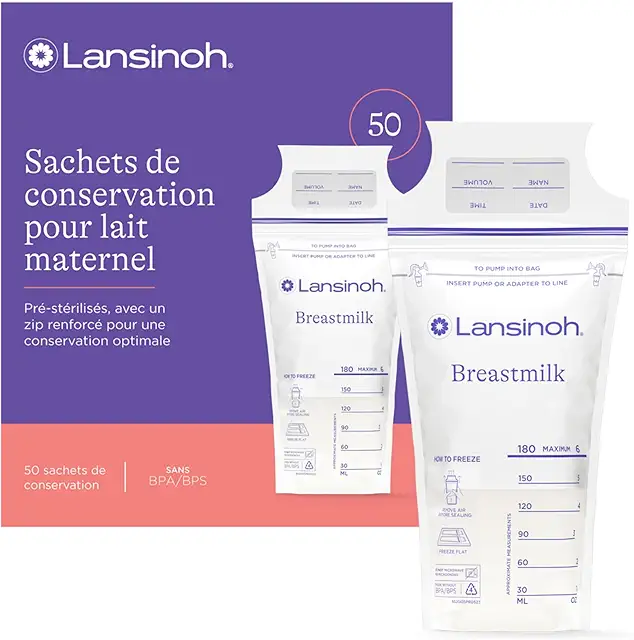 Sachets de Conservation du Lait Maternel Lansinoh 50 Unités - Sac Congélation Hygiénique