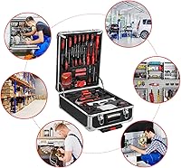 Vista 7 de Kit de herramientas de 800 piezas con caja de herramientas rodante, juego de herramientas manuales, caja mecánica, carro, kit de reparación de casa