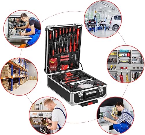 Miniatura 7 de Kit de herramientas de 800 piezas con caja de herramientas rodante, juego de herramientas manuales, caja mecánica, carro, kit de reparación de casa