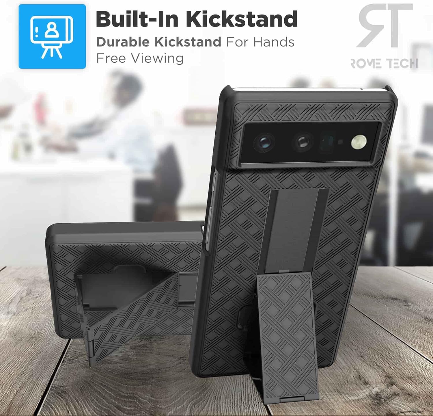 Designed for Google Pixel 6 Pro Case with Belt Clip Holster - Kickstand Cover Phone Case - Black