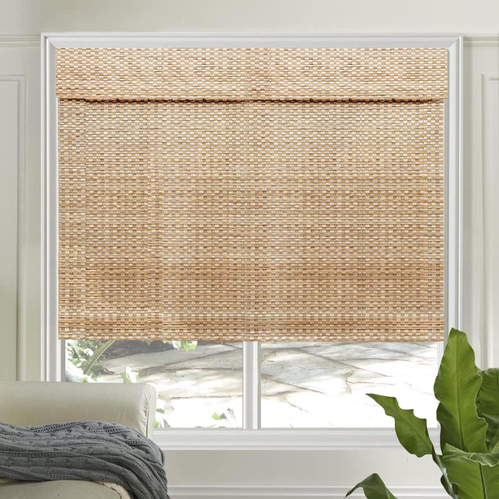 Cordless Woven Wood Roman Shades, 24W x 60H, Bayhead
