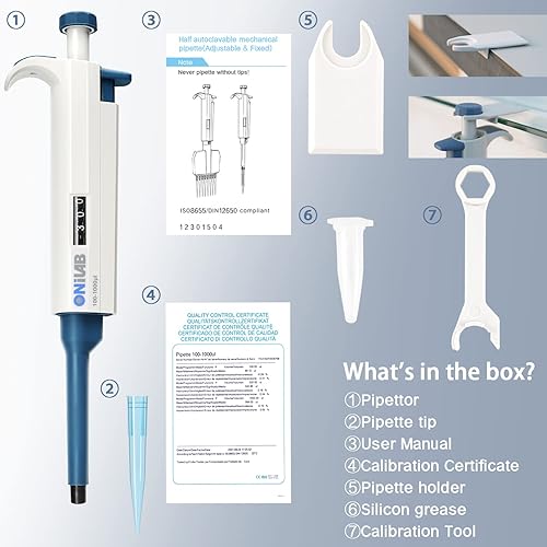 Miniatura 5 de ONiLAB Micropipetapipeta autoclavable ajustable de múltiples volúmenes 200-1000ul, solo canal, 701010101016