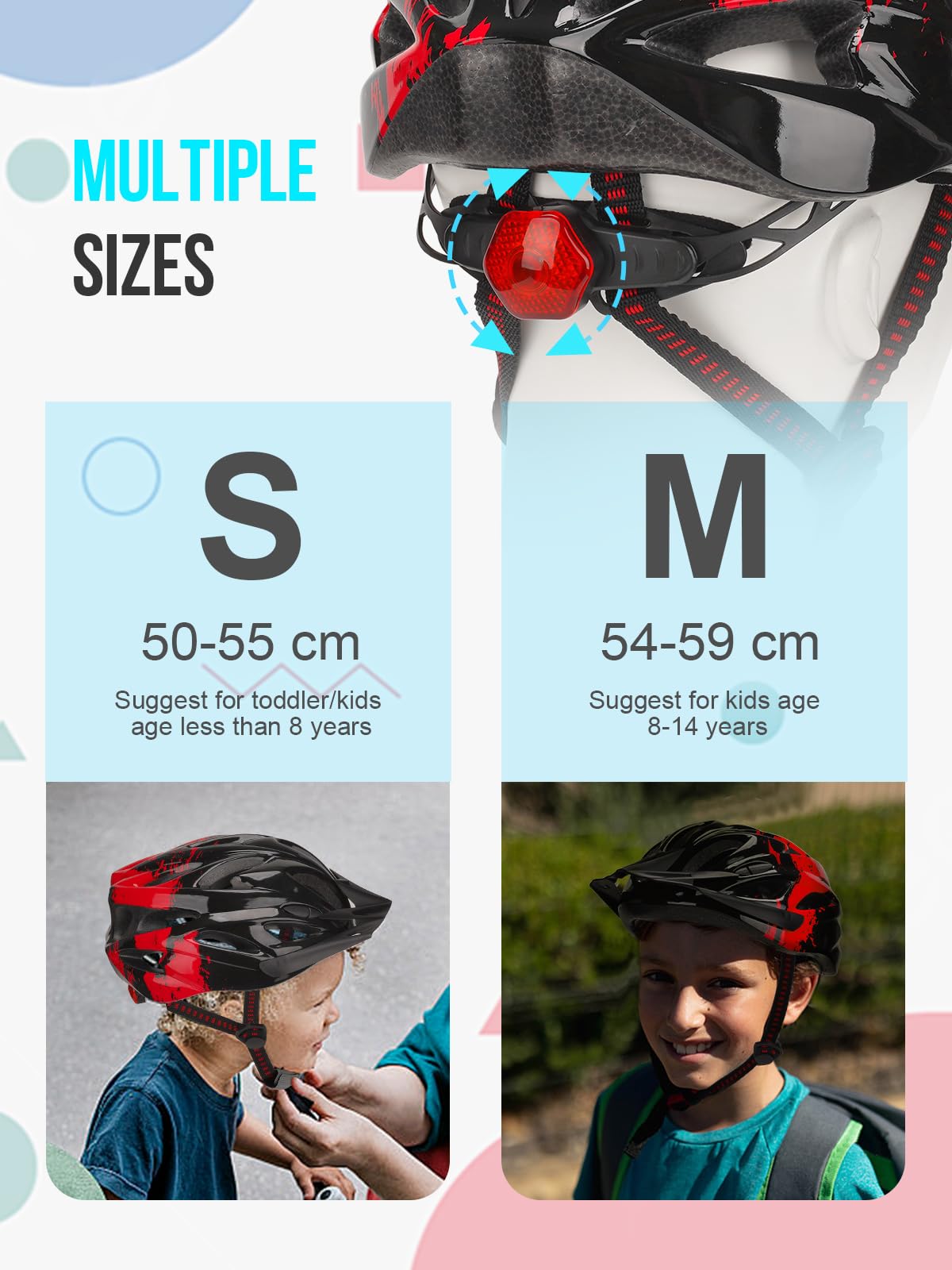 Casco de bicicleta para niños, casco RaMokey para niños y niñas