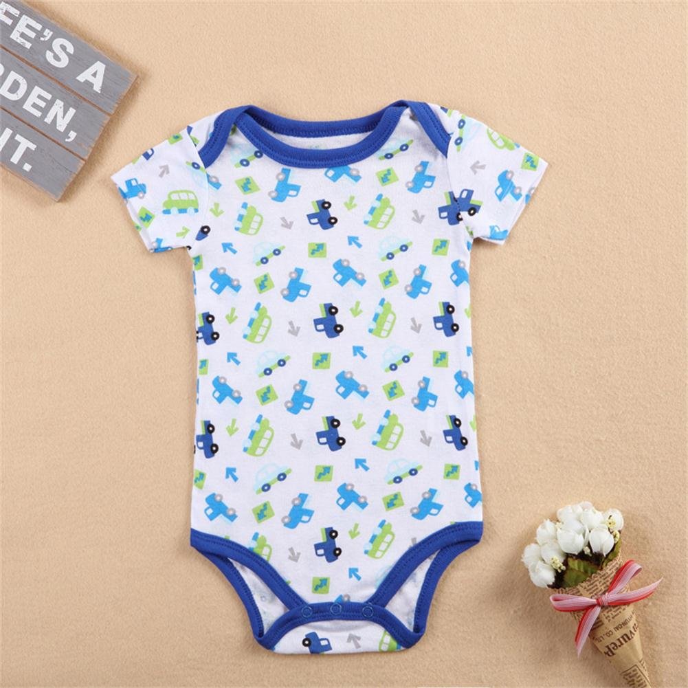 Monvecle Unisex Baby to Toddler 2 Pack Cotton Jumpsuit Short Sleeved Onesie Playsuit Car 6-9M