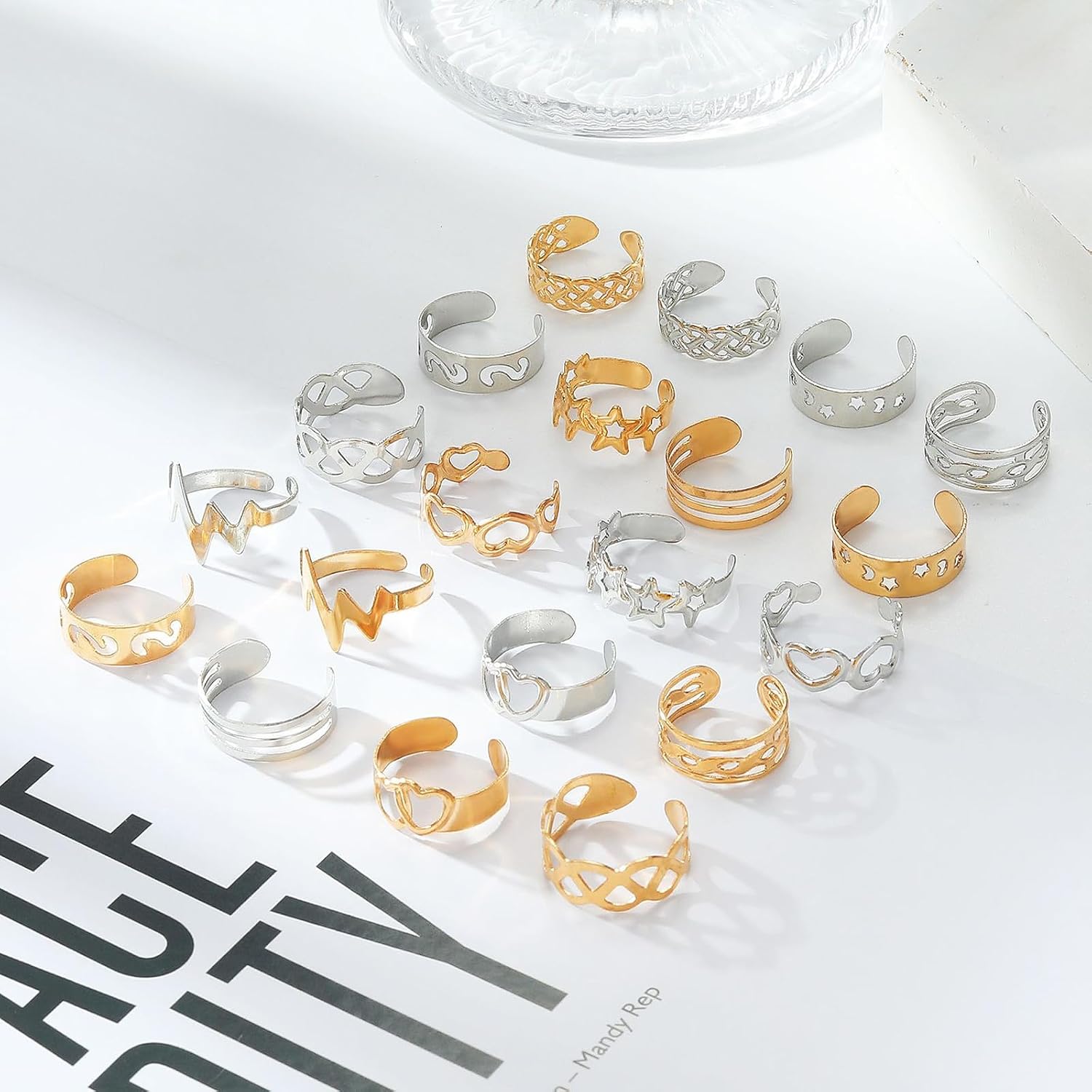 10PCS Gold Toe Rings for Women Adjustable Band Toe Rings Non Tarnish Moon Star Toe Rings Heart InfinityToe Ring Summer Beach Toe Jewelry