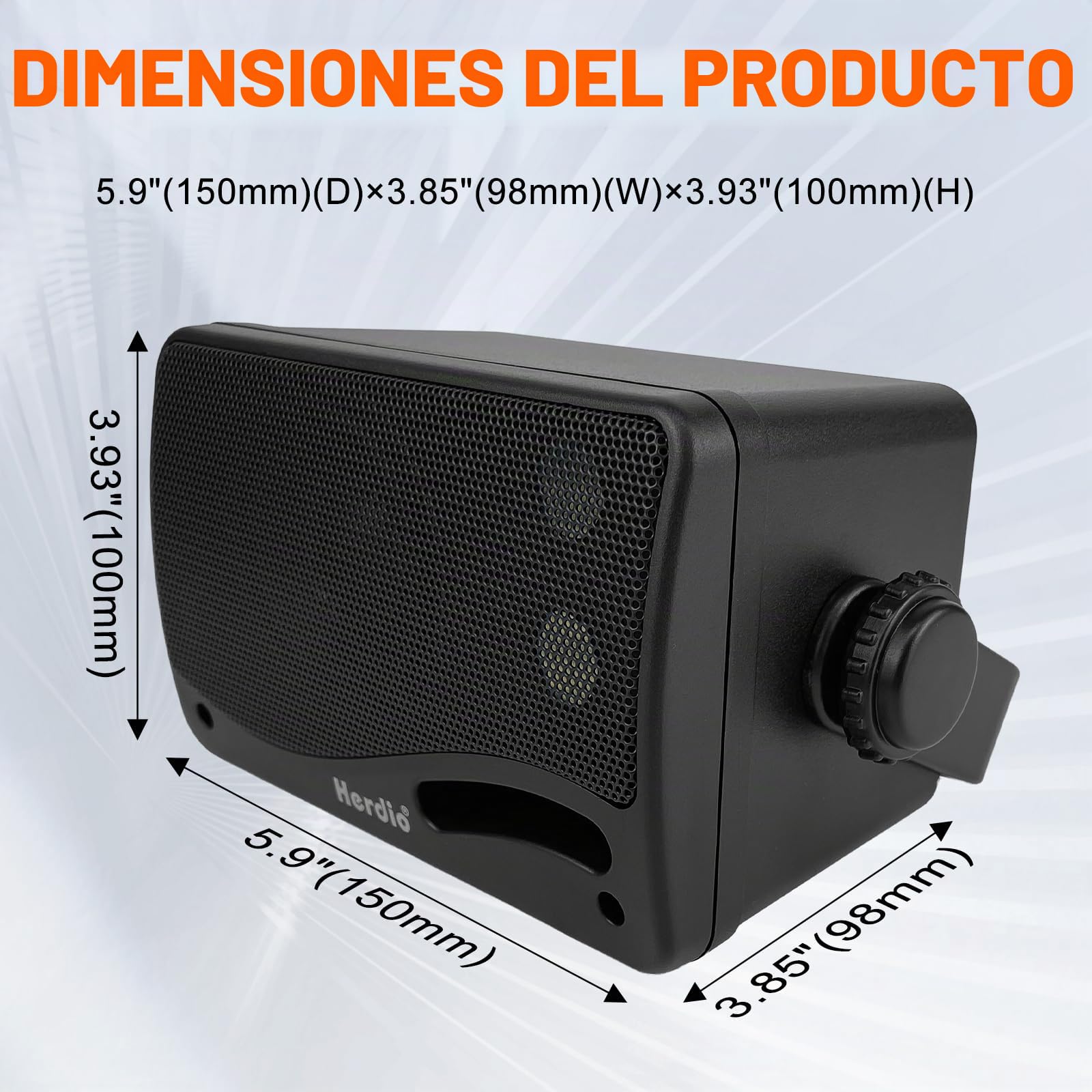 Herdio 3.5 Pulgadas Bluetooth Altavoces para Exteriores de Impermeables, Sistema de Altavoces de Montaje en Pared con Graves potentes de 400 vatios para el hogar, Patio, jardín, Porche, Cubierta