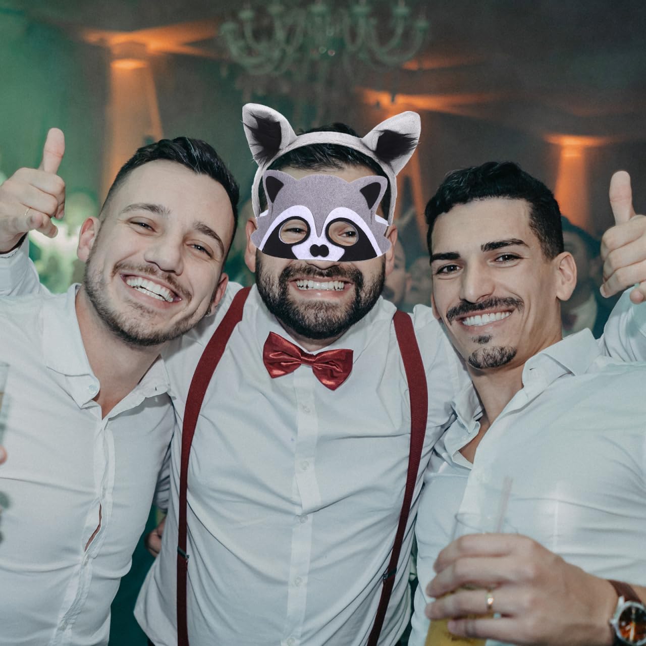 Angoily Raccoon Costume Set with Ears Headband Mask and Tail Animal Cosplay Accessory for Parties Stage Performances and Themed Events - Image 9