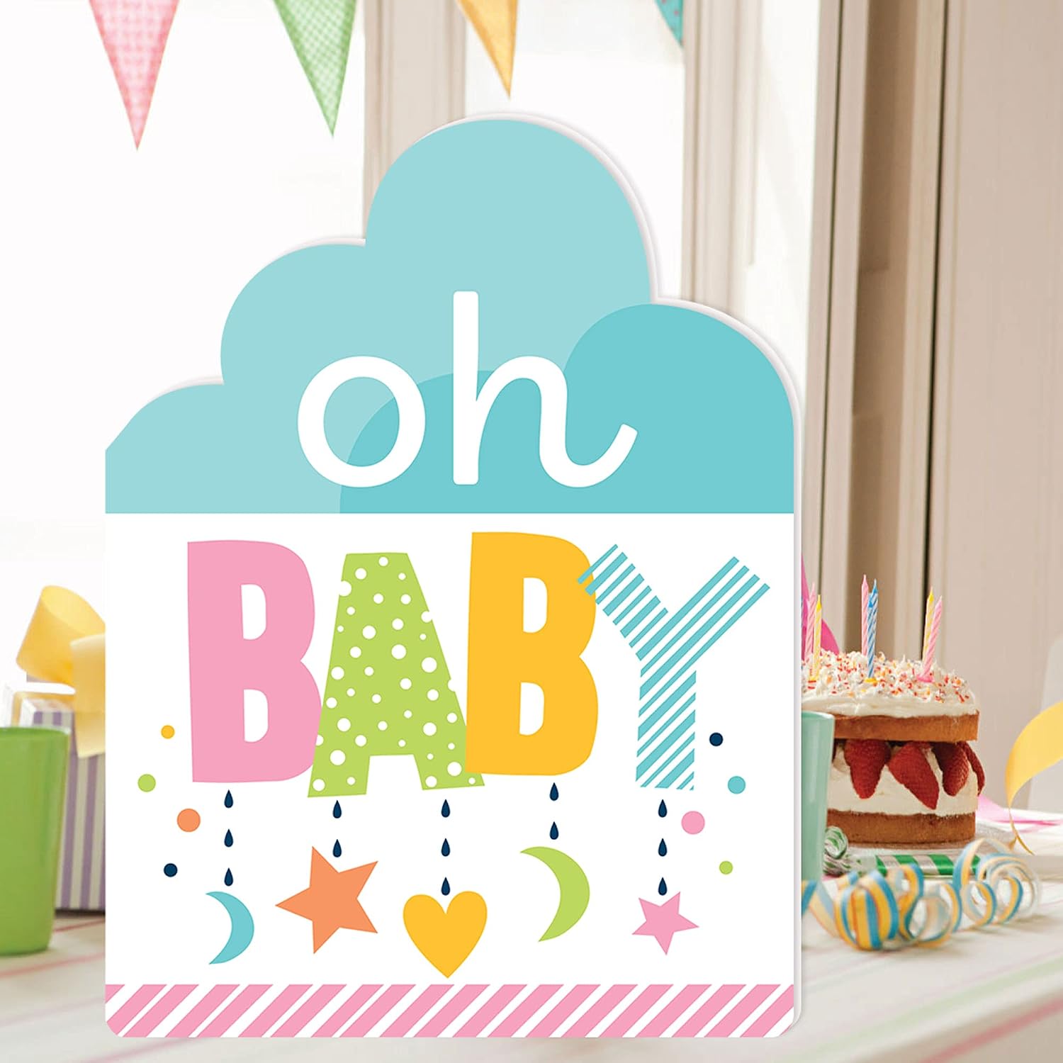 Big Dot of Happiness Colorful Baby Shower - Baby Shower Giant Greeting Card - Big Shaped Jumborific Card - 16.5 x 22 inches