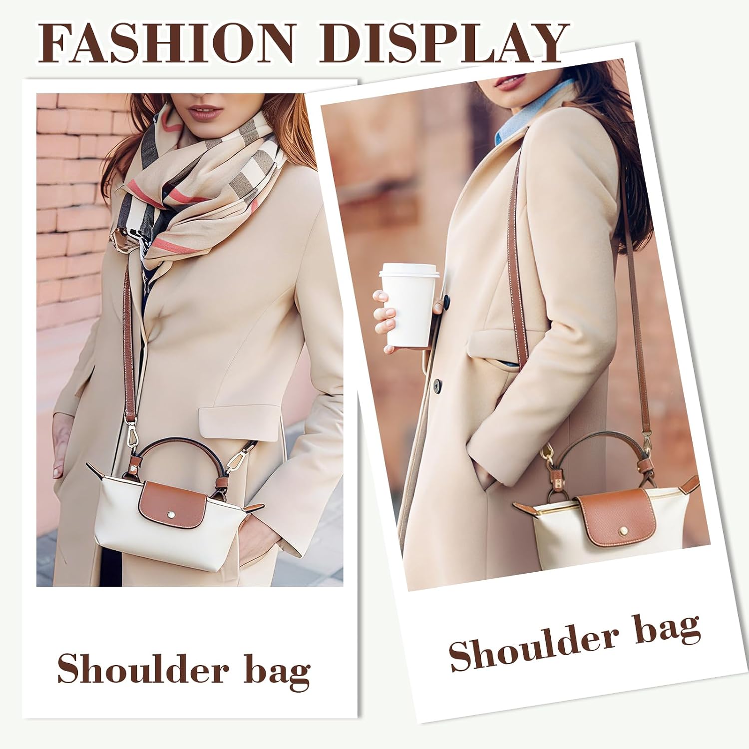 Crossbody Strap for Longchamp Mini Bag, Leather Shoulder Strap Kit, Equipped with Silk Head Scarf