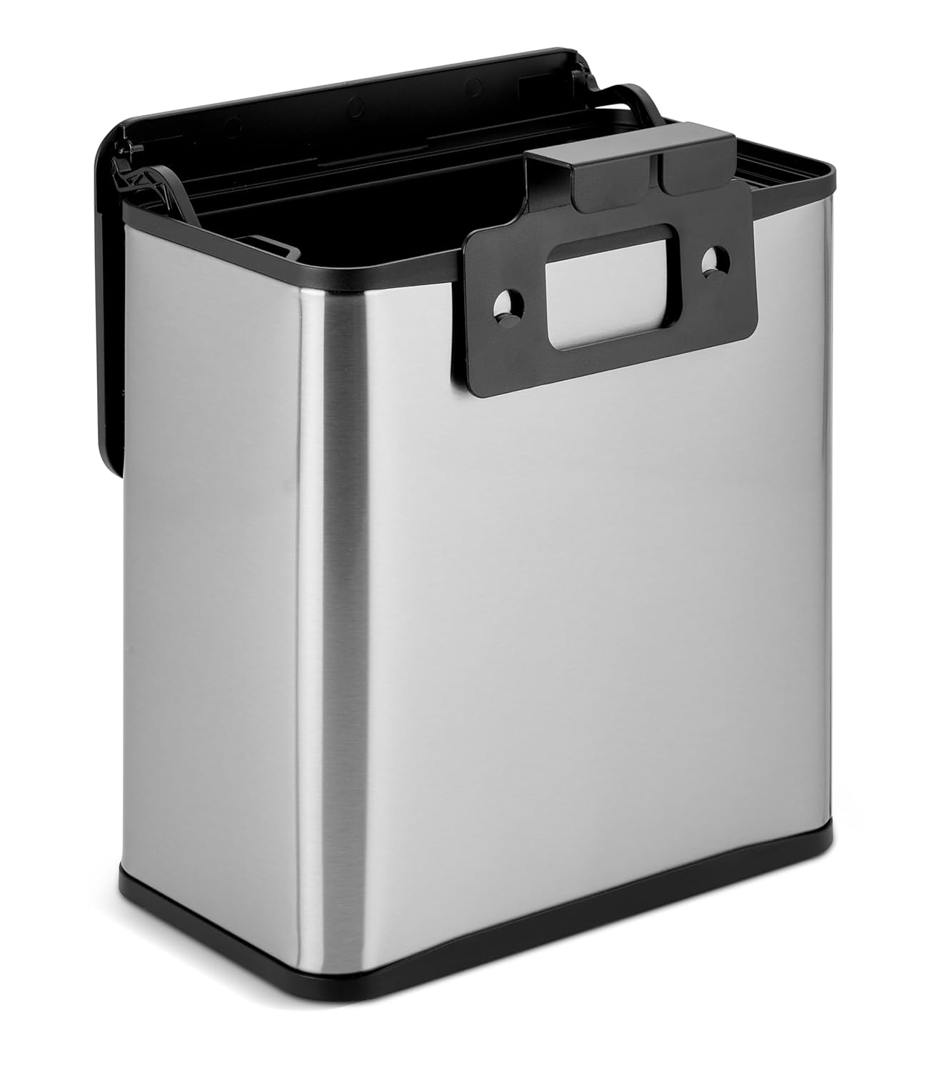 HOLDN’ STORAGE 6L Compost Bin Kitchen for Countertop, Hang-on Cabinet Door, Small Trash Can with Lid, Odor Control, Stainless Steel, Fingerprint-Resistant, for Bathroom, RV, Office