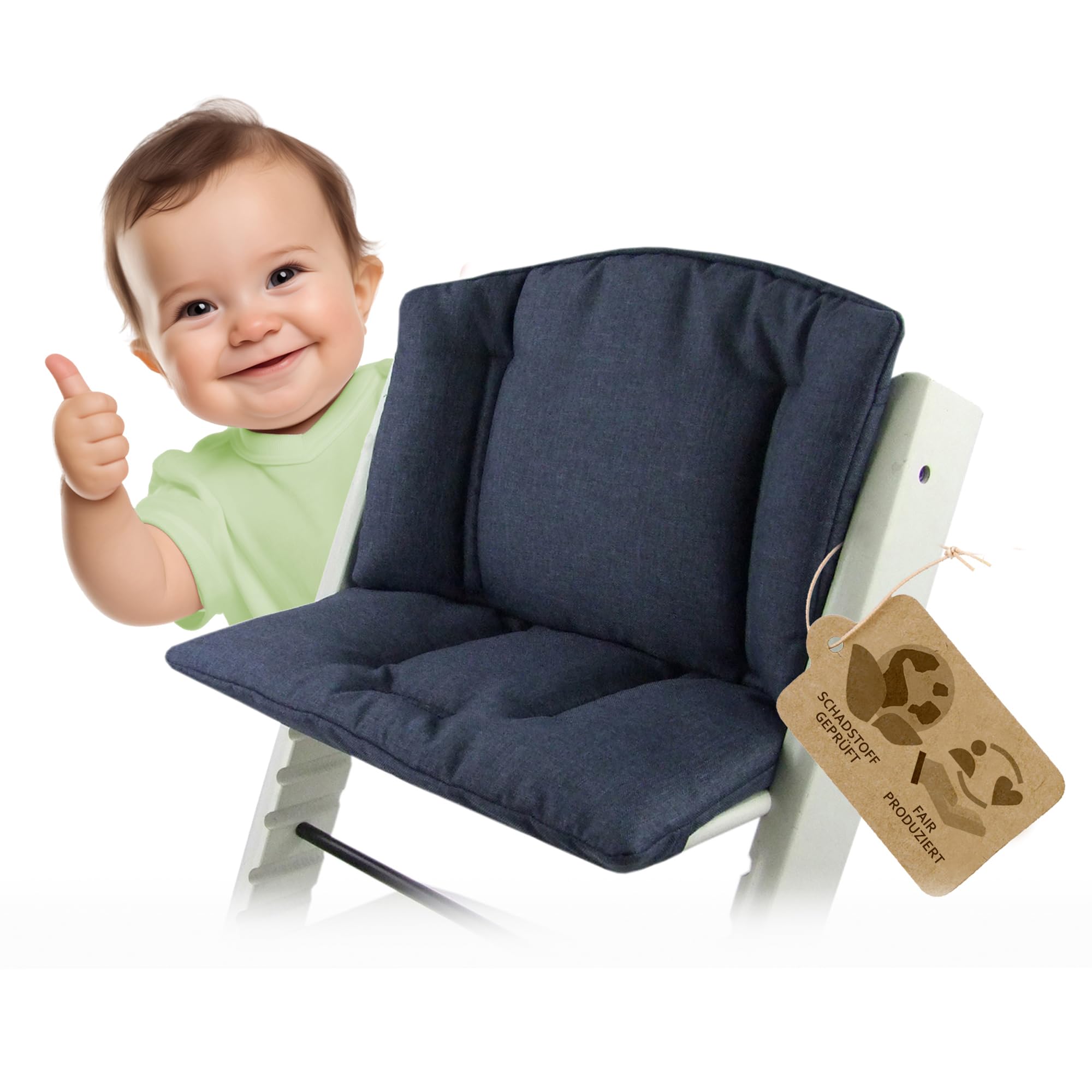 Poszewka zapasowa na poduszkę do siedzenia, zestaw poduszek, redukcja siedzenia, kompatybilna ze Stokke Tripp Trapp na krzesełko dziecięce model 1 (melanżowy granatowy)