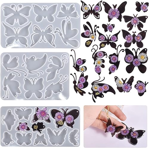 Miniatura 1 de 3 moldes de silicona de resina de mariposa, herramientas de fabricación de joyas, moldes de fundición para manualidades, broche, horquilla, llavero,