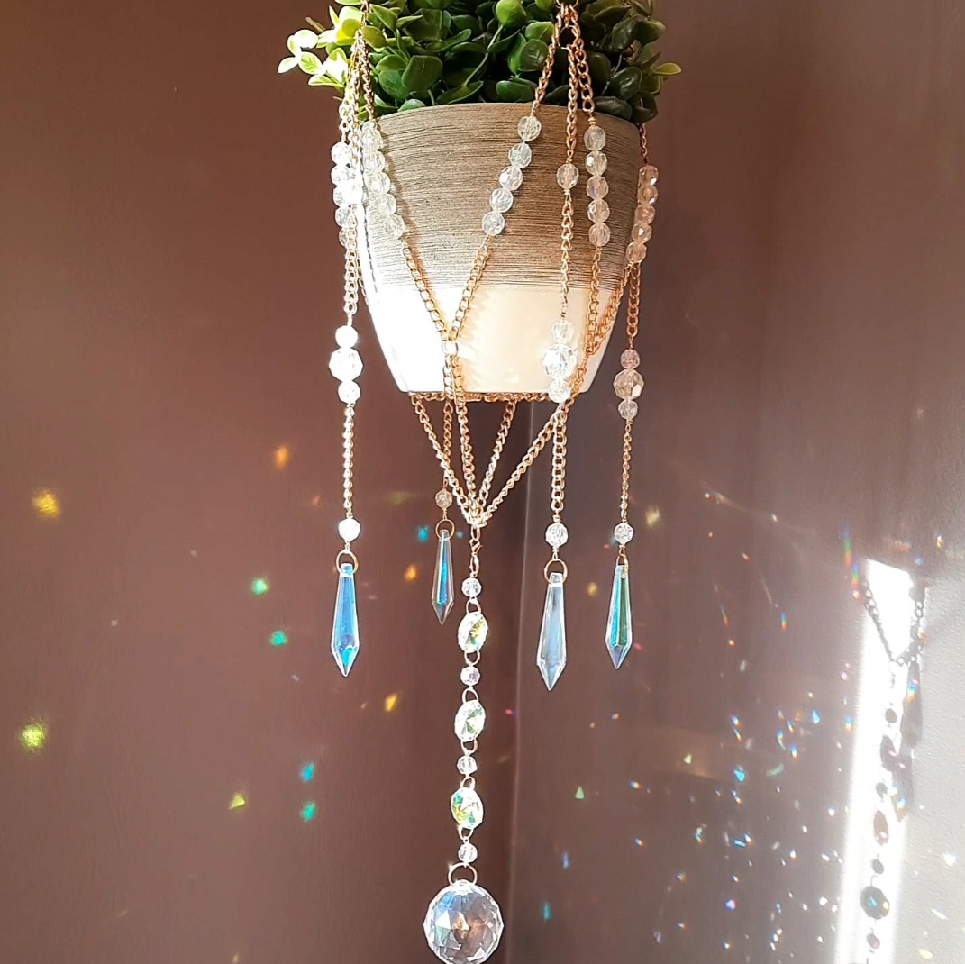 Amazon.com: Sun Catcher Plant Hanger with Beads and Glass Crystal Ball  Suncatcher. Large Beaded Plant Hanger. Plant Accessories for Indoor Plants.  Home Decor for Plant Lovers. (Pots/Plants Not Included) : Patio, Lawn