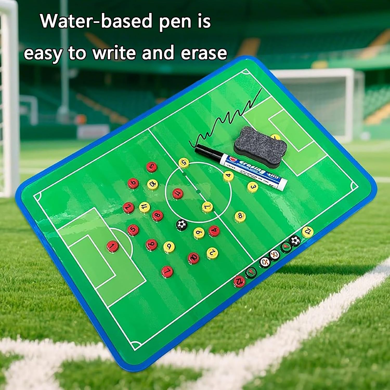 サッカーマグネット戦術ボード、マグネットサッカーコーチングボード、コーチ用サッカークリップボード、両面デザイン、書きやすく消しやすい