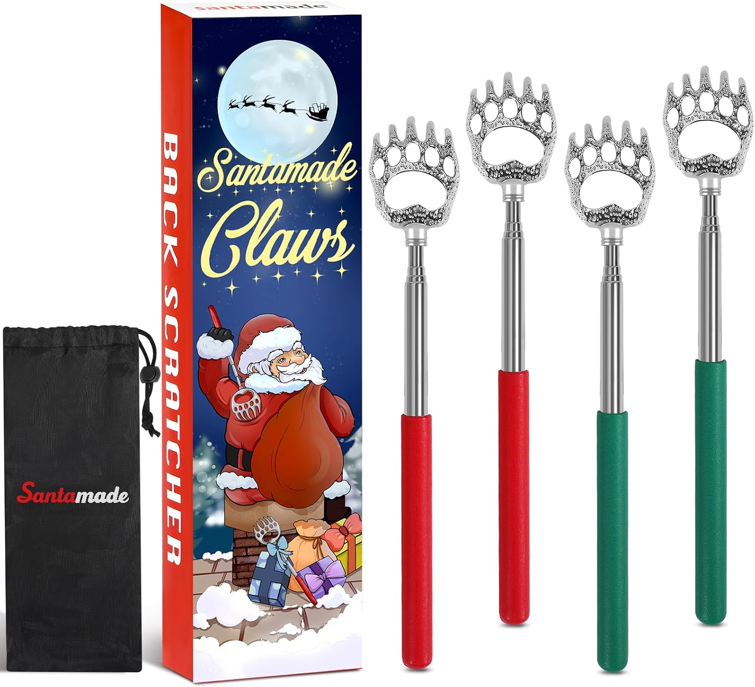 Bear Claw Back Scratcher 4 Pack, Telescopic Expendable Cool Gifts for Men, Women, Grandma, Grandpa - Funny White Elephant Gifts for Adults Useful Stocking Stuffers for Adults | Telescopic Expandable, Gifts for Men, Women, Coworkers, Grandpa, White Elephant Gifts for Adults, Stocking Stuffers Bulk