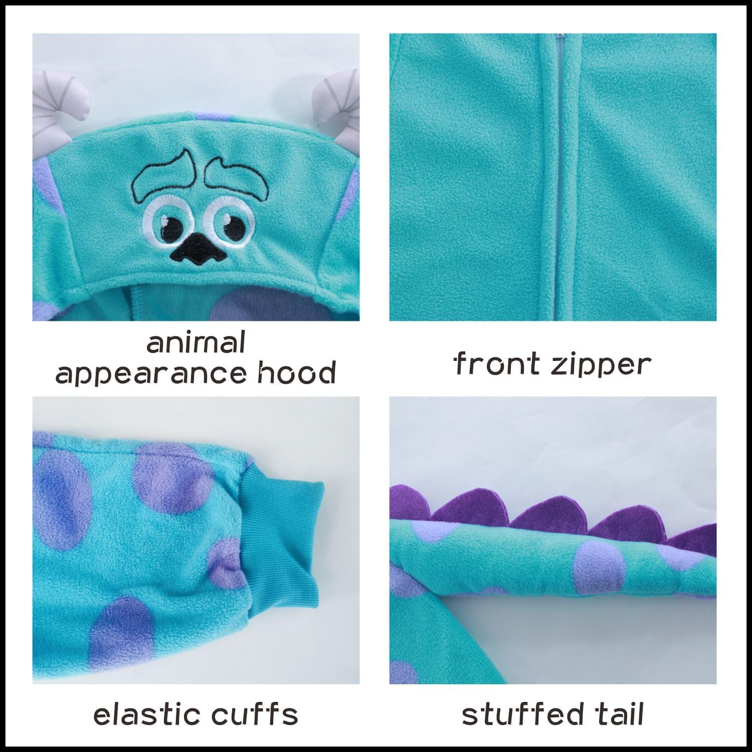 Leadtex Child Monster Costumes Zipper Cartoon Unisex Animal Onesie Costume for Halloween Cosplay - Image 6