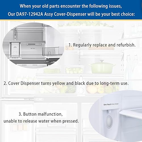 Miniatura 6 de DA97-12942A (OEM) - Dispensador de cubierta de montaje compatible con la cubierta del dispensador de hielo de repuesto para refrigerador Samsung