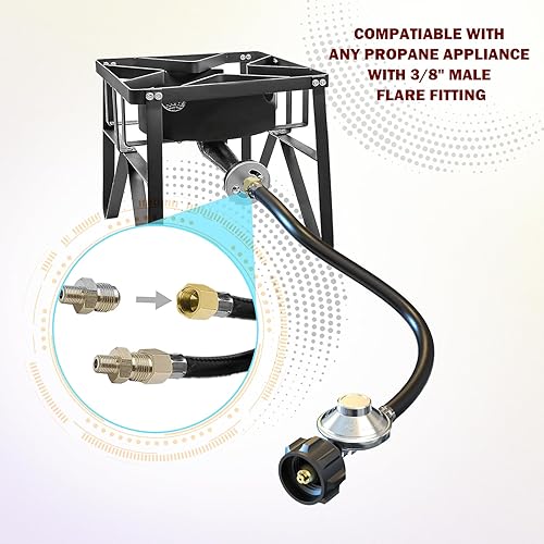 Miniatura 2 de TIVORTOOK Regulador universal de parrilla de gas y manguera de 2 pies, repuesto para Weber, Charbroil, parrilla Nexgrill, calentador de patio de